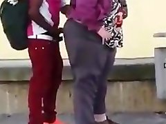 Black guy fucks fat white chick in public